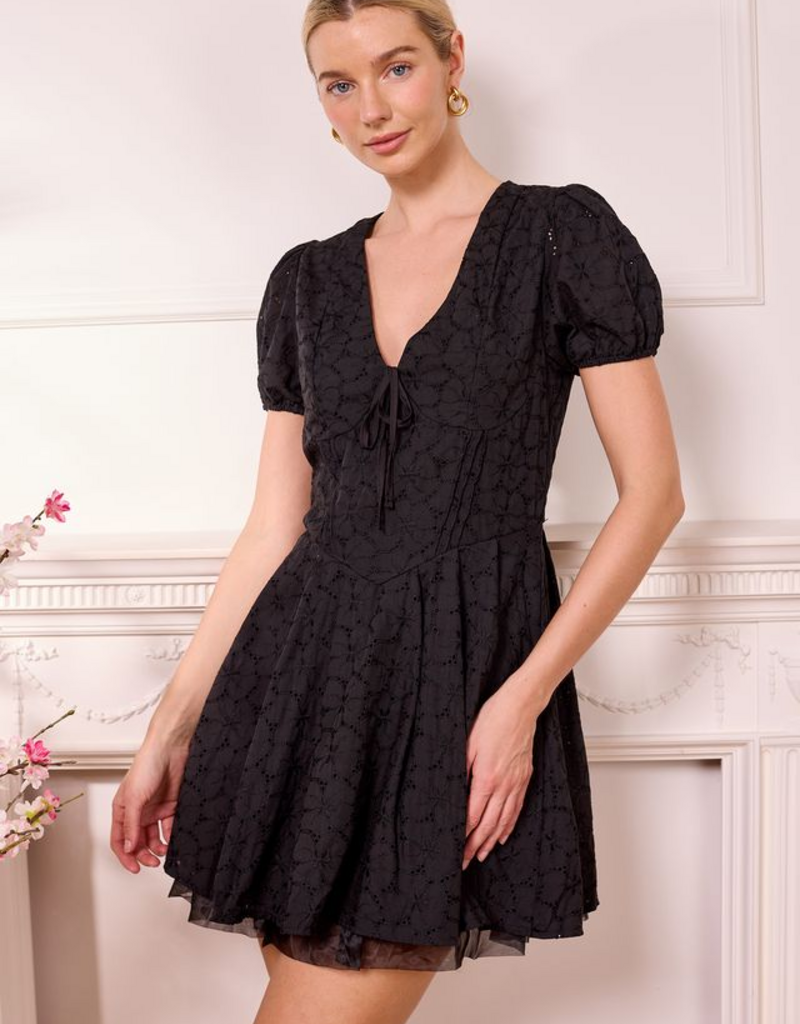 Angel Eye Hannover Mini Lace Dress in Black