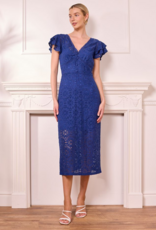 Angel Eye Nice Midi Lace Dress in Cobalt Blue