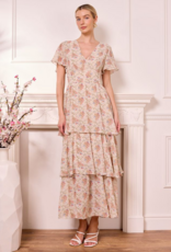 Angel Eye Akaki Tiered Maxi Dress in Cream Floral