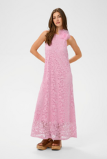 Cream Jessica Lace High-Neck Dress with Removeable Flower in Pink Nectar