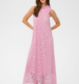 Cream Jessica Lace High-Neck Dress with Removeable Flower