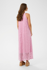 Cream Jessica Lace High-Neck Dress with Removeable Flower in Pink Nectar