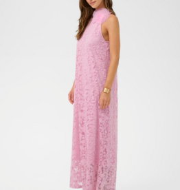 Cream Jessica Lace High-Neck Dress with Removeable Flower