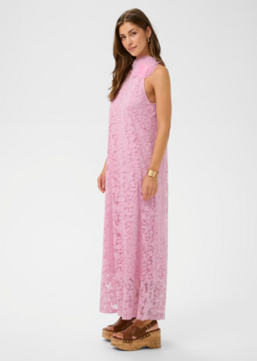 Cream Jessica Lace High-Neck Dress with Removeable Flower