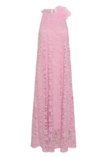 Cream Jessica Lace High-Neck Dress with Removeable Flower in Pink Nectar