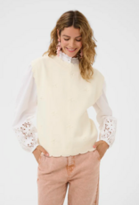 Cream Avie Knit Slipover with Pearl Embellishement in Whisper White