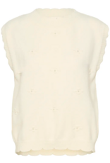 Cream Avie Knit Slipover with Pearl Embellishement in Whisper White