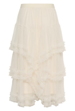 Cream Sissel Tiered Lace Trimmed Midi Skirt in Whisper White