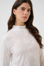 Cream Olive Sheer Turtleneck Top in Snow White