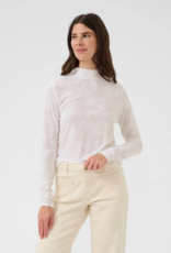 Cream Olive Sheer Turtleneck Top in Snow White