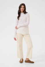 Cream Olive Sheer Turtleneck Top in Snow White