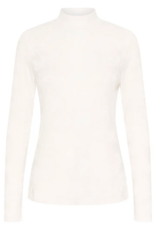Cream Olive Sheer Turtleneck Top in Snow White