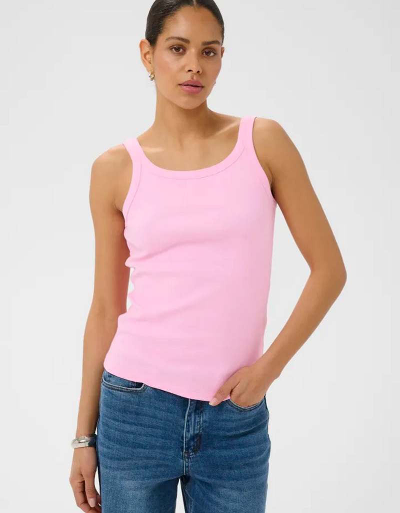 Kaffe Carna Tank Top in Pink Frosting