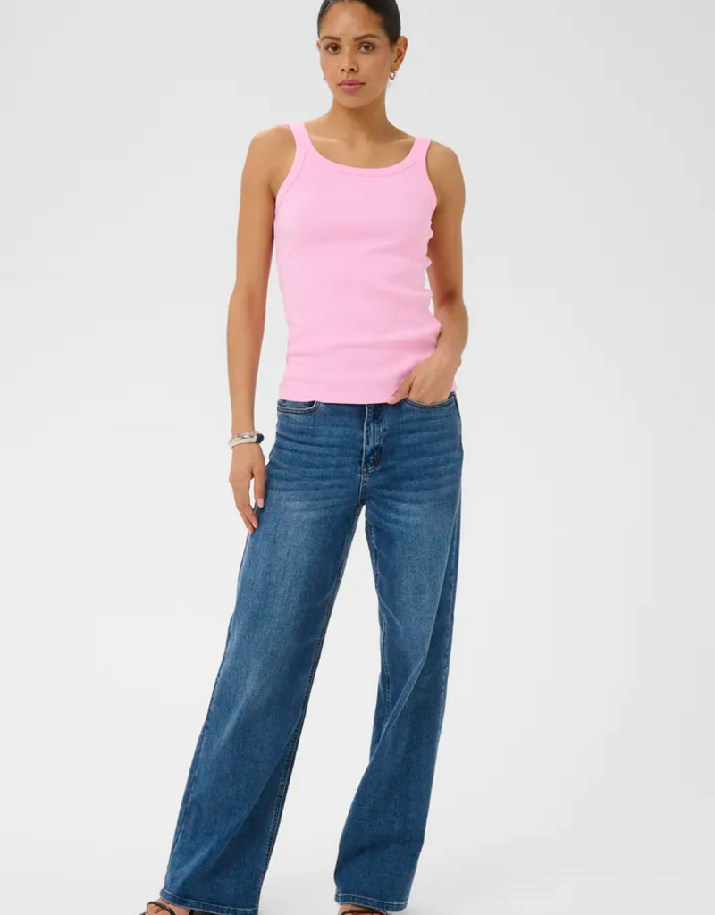 Kaffe Carna Tank Top in Pink Frosting