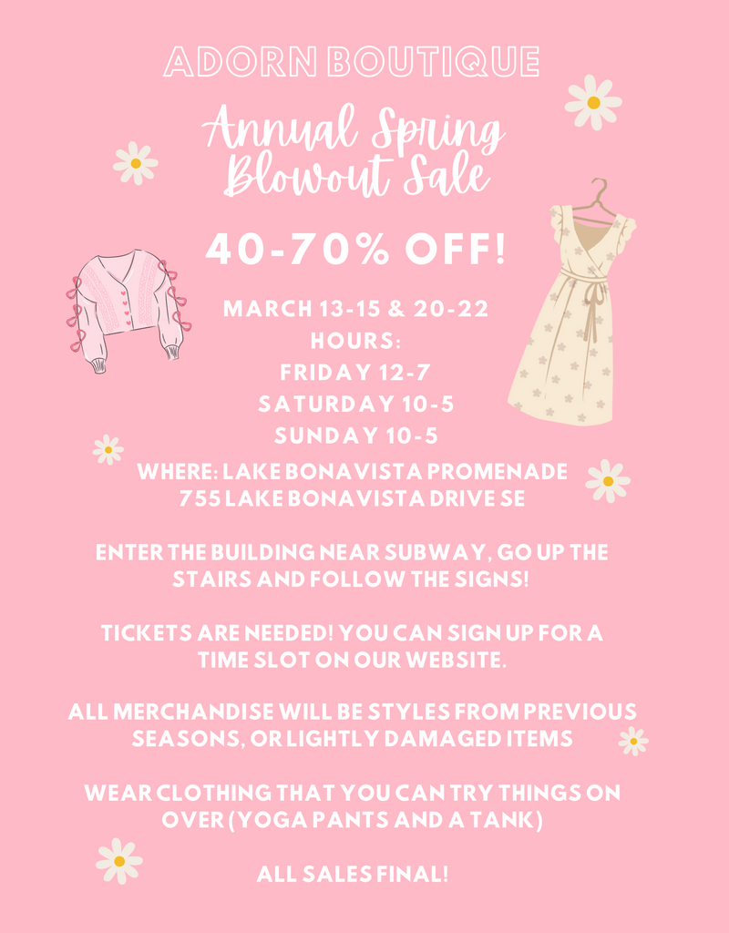 Adorn Boutique Warehouse Sale Spring 2026