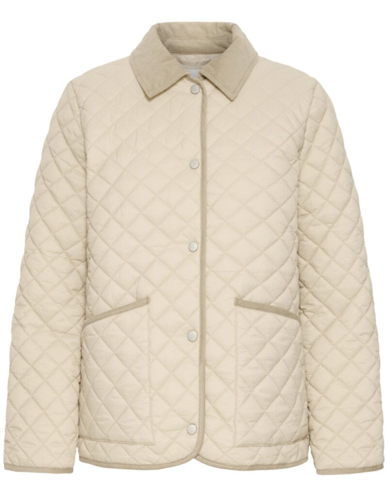 B.Young Berta Quilted Cordouroy Collar Jacket in Oyster