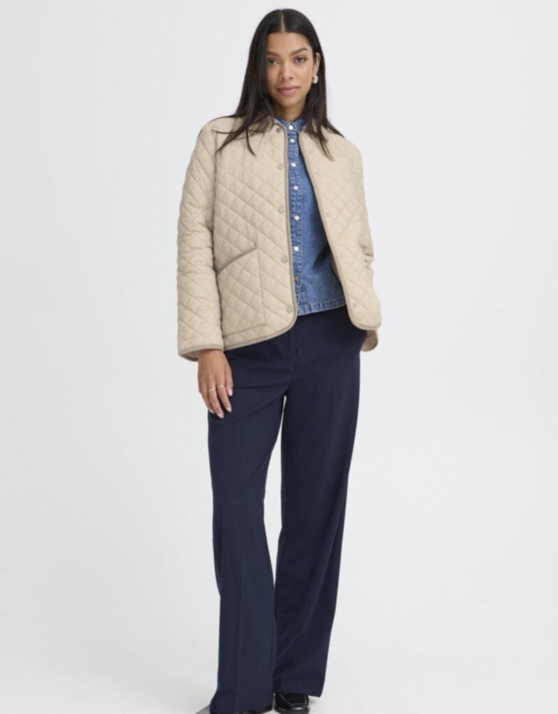 B.Young Berta Quilted Cordouroy Collar Jacket in Oyster