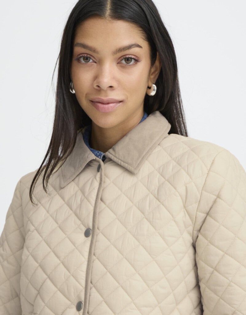 B.Young Berta Quilted Cordouroy Collar Jacket in Oyster