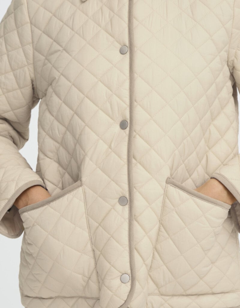 B.Young Berta Quilted Cordouroy Collar Jacket in Oyster