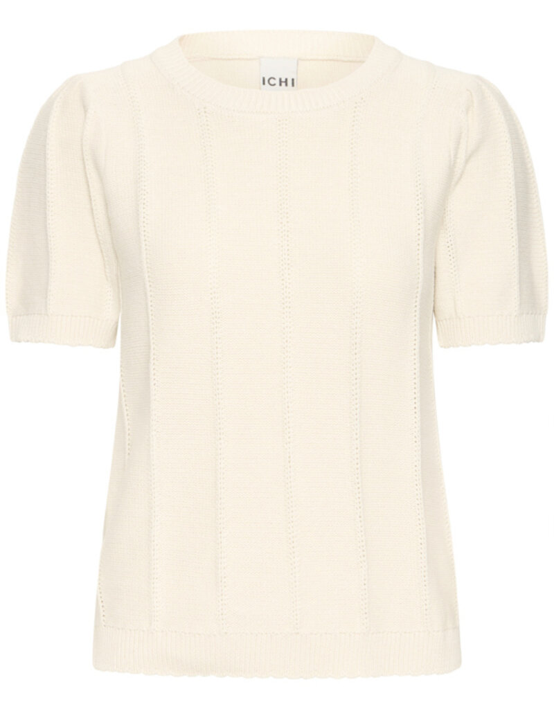 ICHI Demue 100% Cotton Knit Pullover in Birch