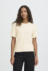 ICHI Demue 100% Cotton Knit Pullover in Birch