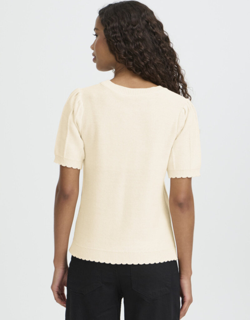 ICHI Demue 100% Cotton Knit Pullover in Birch
