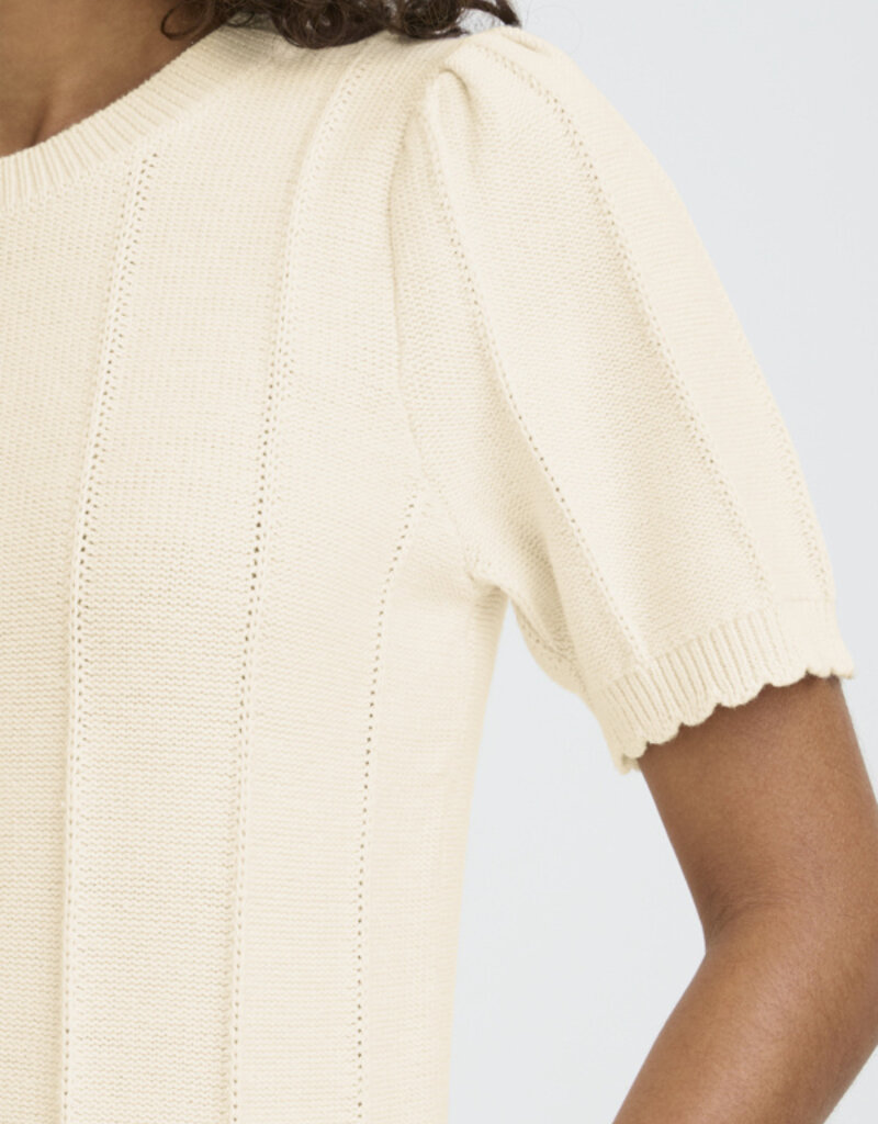ICHI Demue 100% Cotton Knit Pullover in Birch