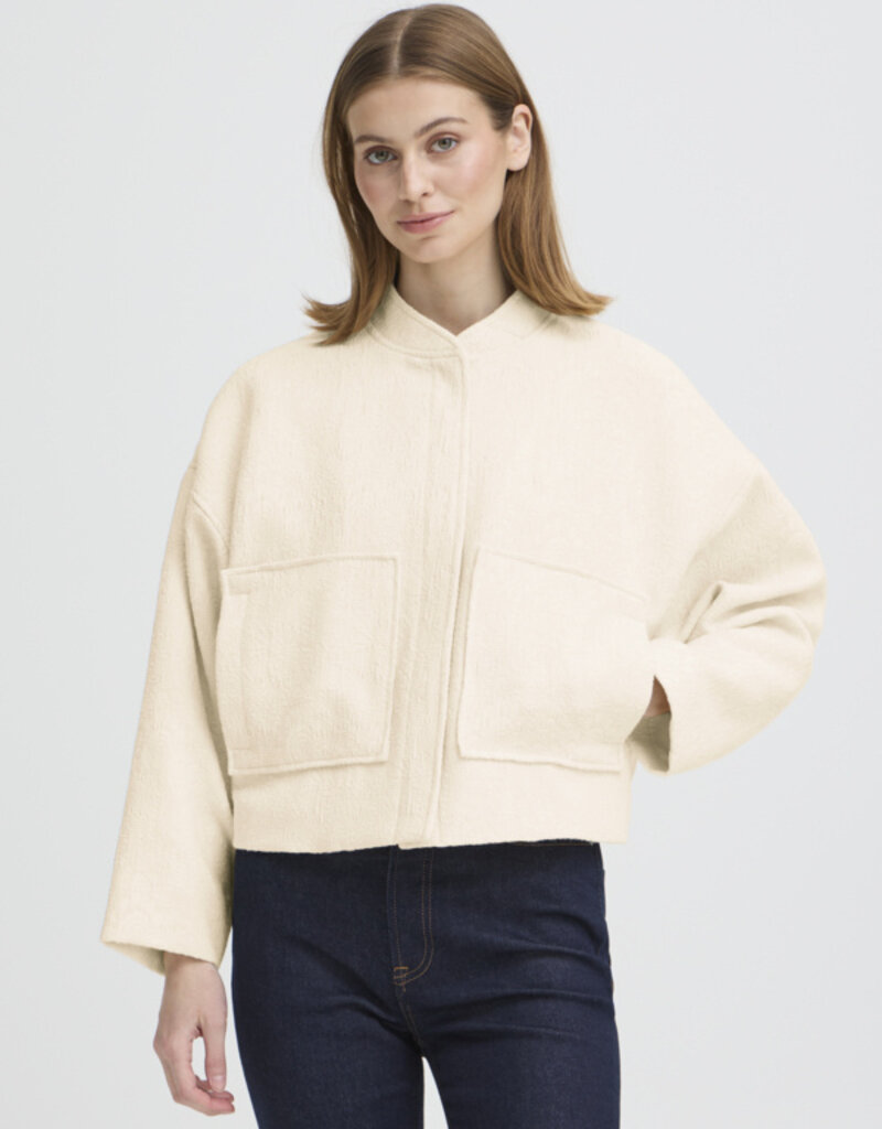 ICHI Fapora Jacket with Patch Pockets in Birch