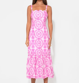 Adelyn Rae Raelynn Lace Up Tie Back Embroidery Dress in Lilac Magenta