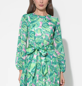 Adelyn Rae Rylee Pleated Long Sleeve Mini Dress in Green