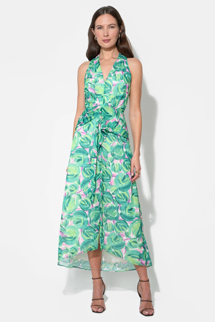 Margot Wrap Tie Waist Maxi Dress in Green - Adorn Boutique