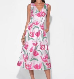 Adelyn Rae Amira Sweetheart Flower Jacquard Midi Dress in Tulip Floral