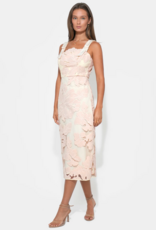 Adelyn Rae Gabriella Bow Strap Midi Dress in Blush/Cream