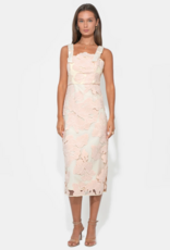 Adelyn Rae Gabriella Bow Strap Midi Dress in Blush/Cream