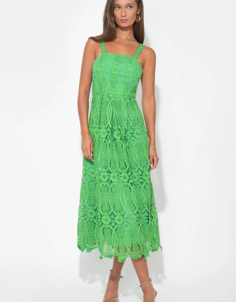 Adelyn Rae Alice Lace Midi Dress in Matcha Green