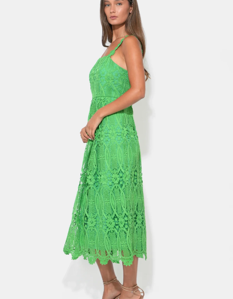 Adelyn Rae Alice Lace Midi Dress in Matcha Green