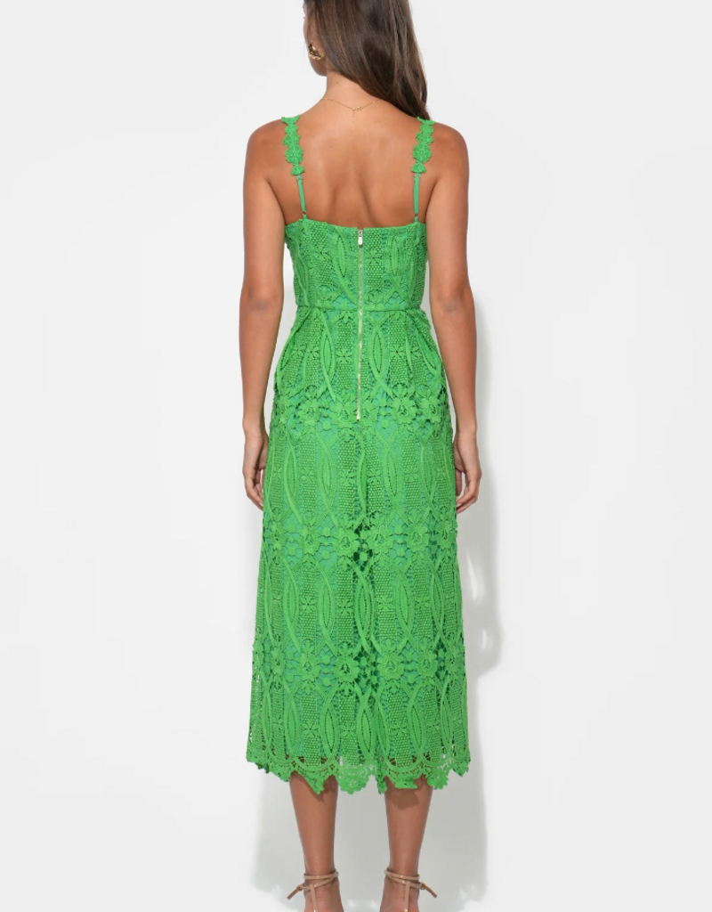 Adelyn Rae Alice Lace Midi Dress in Matcha Green