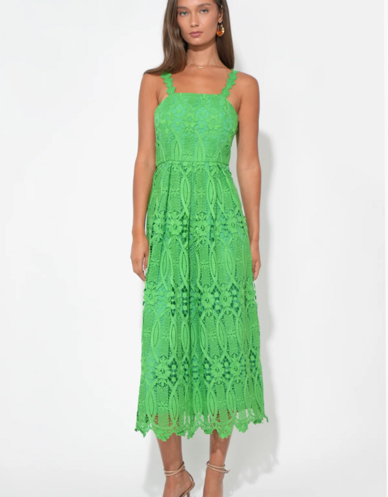 Adelyn Rae Alice Lace Midi Dress in Matcha Green