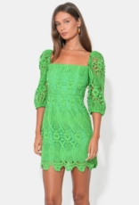Adelyn Rae Emery Puff Sleeve Lace Mini Dress in Matcha Green