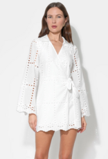 Adelyn Rae Bella Wrap Eyelet Mini Dress in White