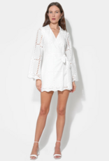 Adelyn Rae Bella Wrap Eyelet Mini Dress in White