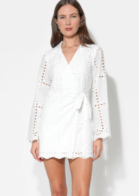 Adelyn Rae Bella Wrap Eyelet Mini Dress