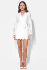 Adelyn Rae Bella Wrap Eyelet Mini Dress in White