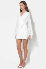 Adelyn Rae Bella Wrap Eyelet Mini Dress in White