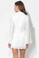 Adelyn Rae Bella Wrap Eyelet Mini Dress in White