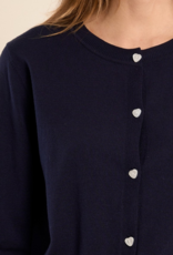 Molly Bracken Elodie Heart Button Cardigan in Marine Navy