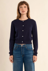 Molly Bracken Elodie Heart Button Cardigan in Marine Navy