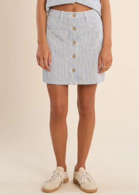 Molly Bracken Heidi Stripe Denim Mini Skirt with Buttons