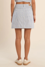 Molly Bracken Heidi Stripe Denim Mini Skirt with Buttons