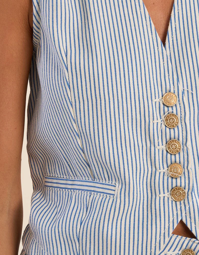 Molly Bracken Spencer Stripe Denim Vest